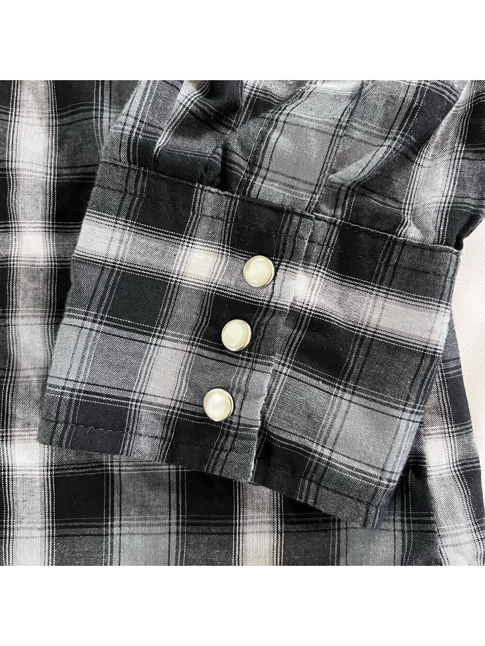 Wrangler Retro Western Shirt Mens XL Gray Black Plaid Pearl Snap